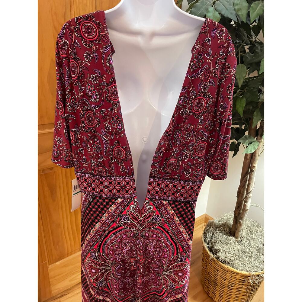 London Times Jersey, Midi Dress, Boho Pattern, Size 16, NWT - Picture 4 of 6